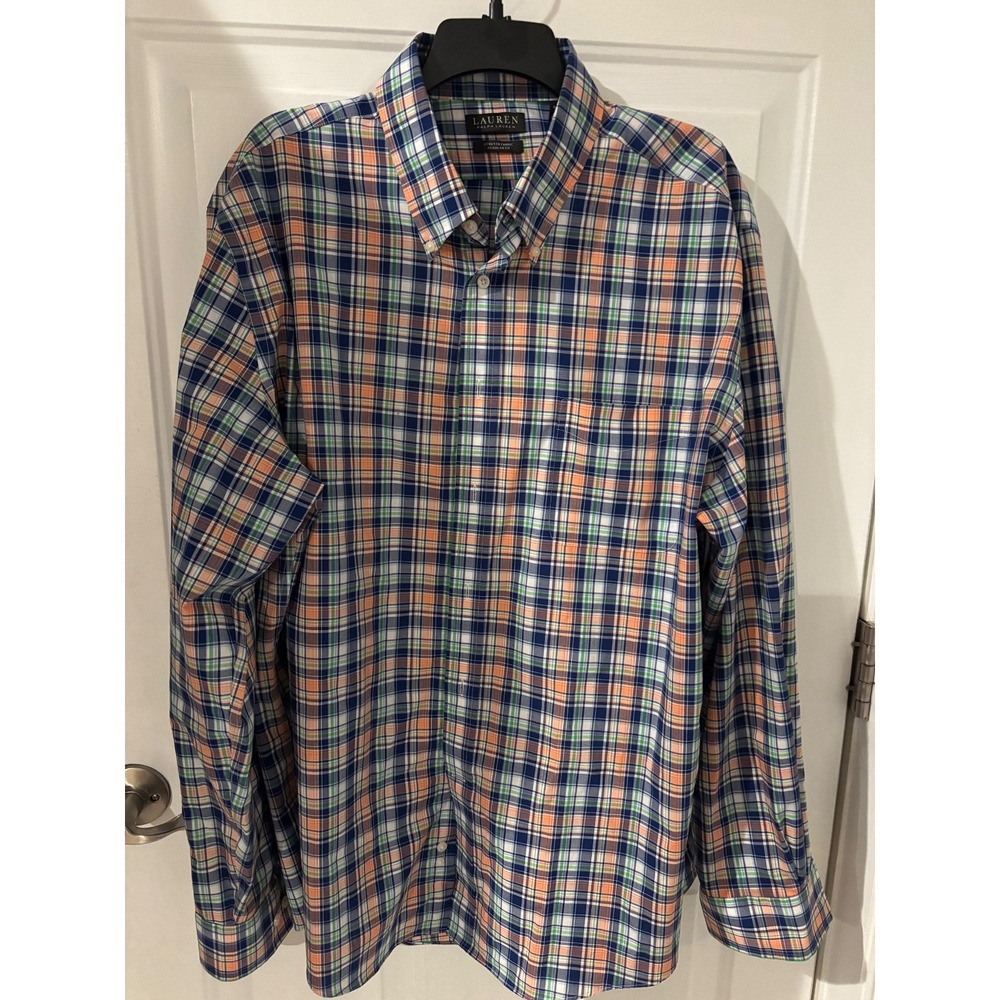 Lauren Ralph Lauren Black‎ Label Stretch Plaid Button Down Shirt Regular Fit 2XL